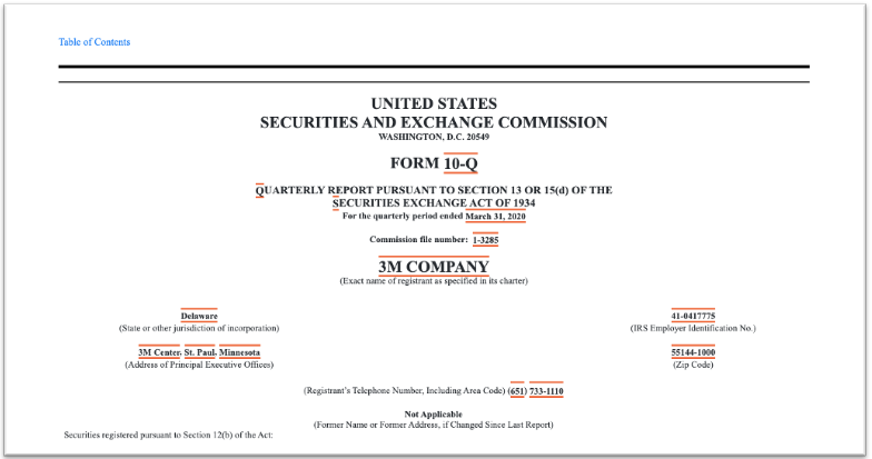 The annual report of the company submitted to SEC