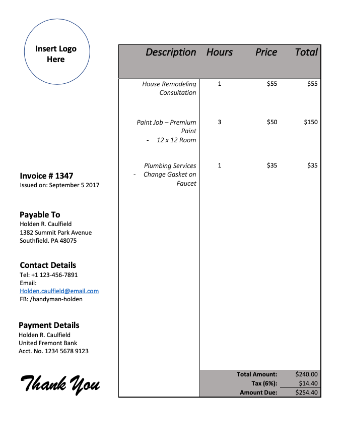 Invoice template 4 - Sample