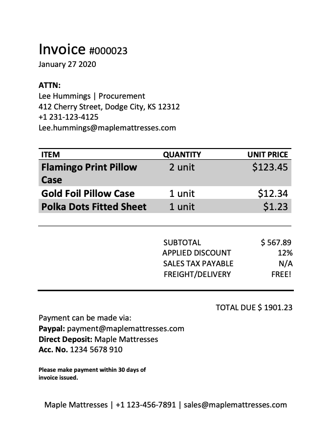 Invoice template 1 - Sample