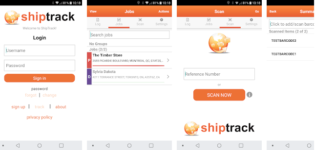 ShipTrack Android app