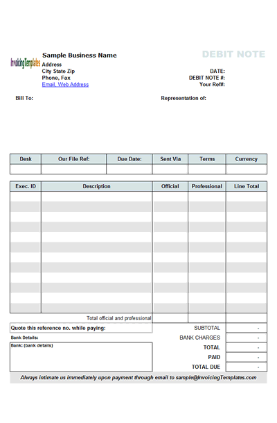 debit note example