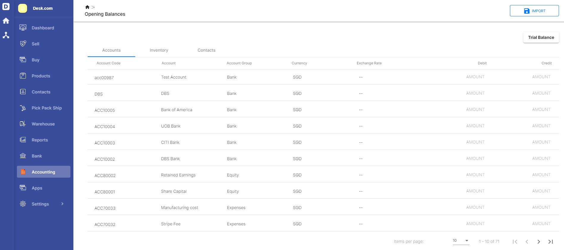 Easily import or add opening balances to your chart of accounts with Deskera Books