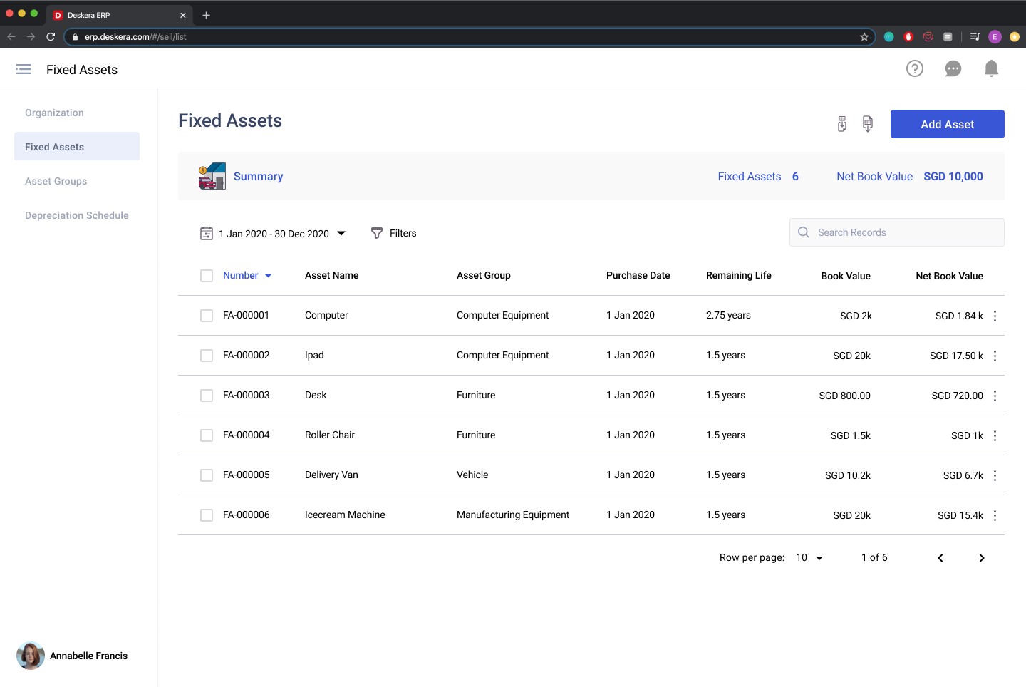 Fixed Assets Management Module of Deskera Books