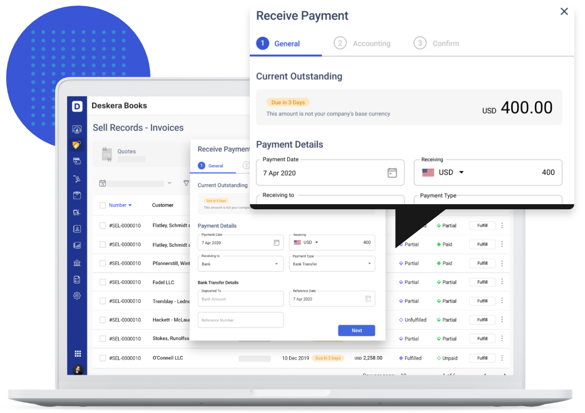 Deskera Invoice payment details