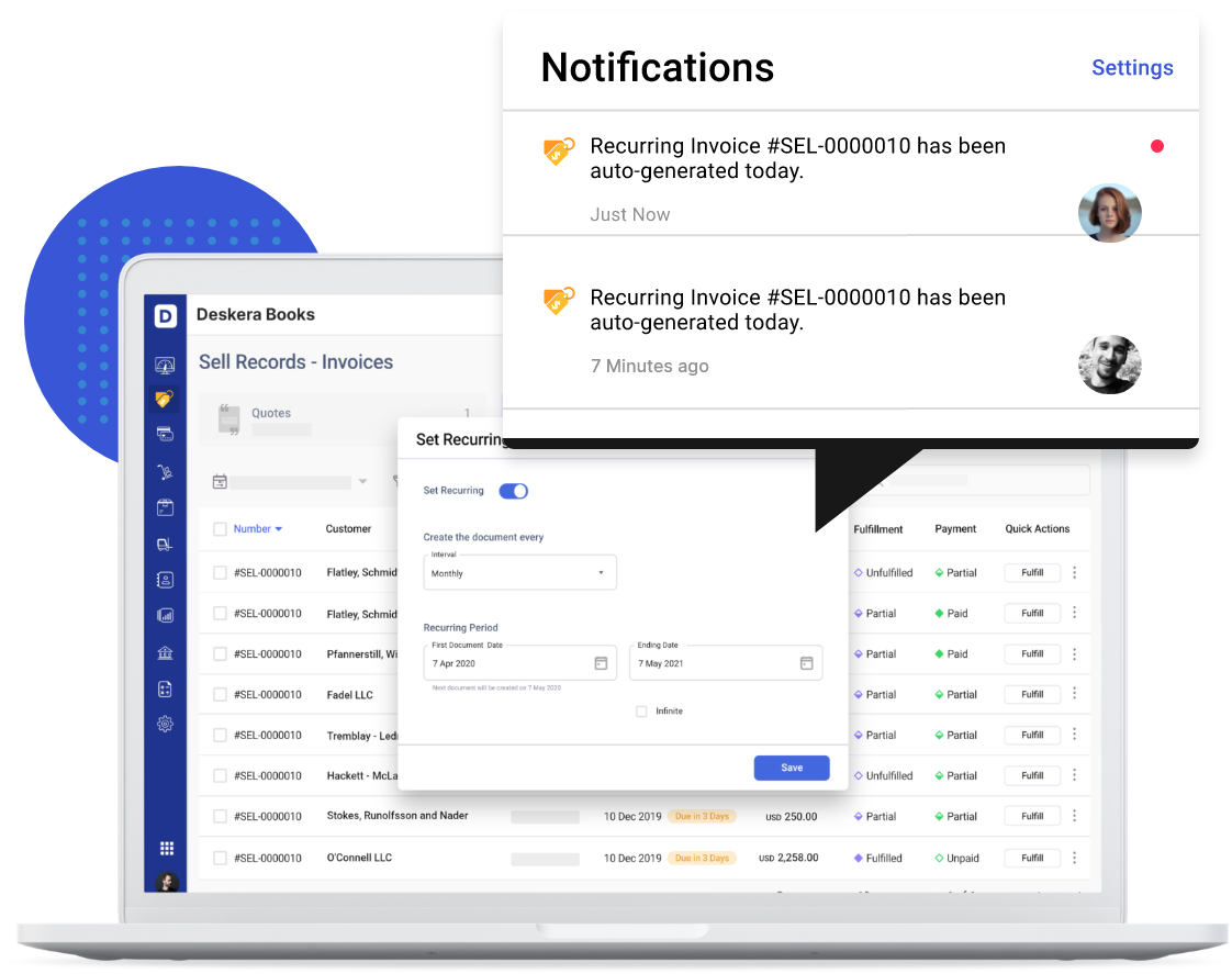 Deskera Recurring Invoice Notification