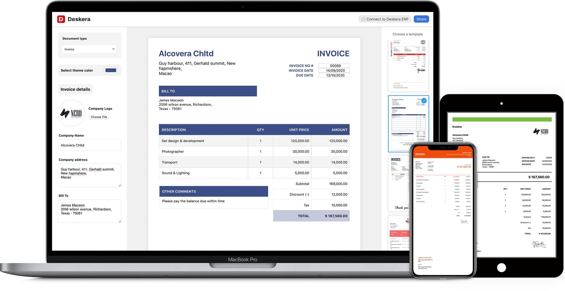 Deskera Invoice Templates