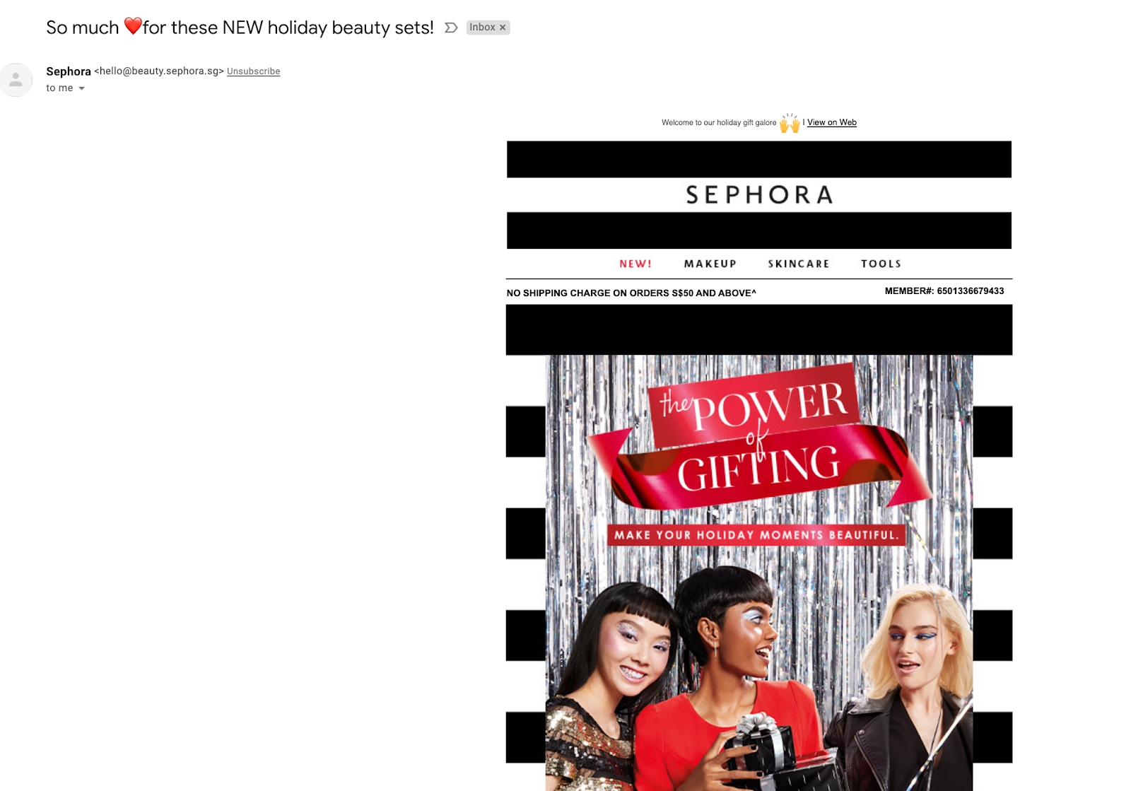 Email marketing campaign example by Sephora