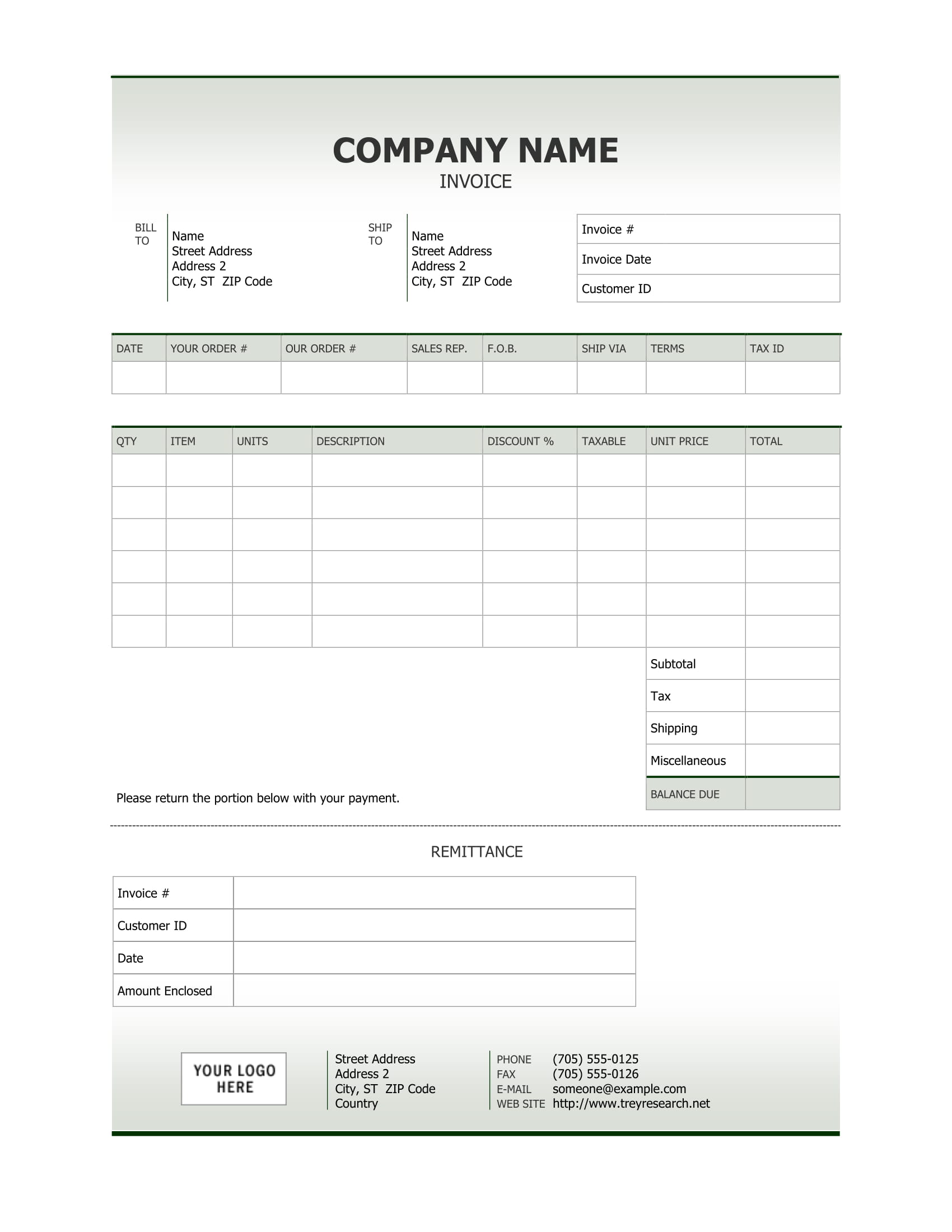 word invoice template download