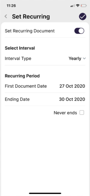 Set Recurring Invoices in Deskera Mobile App - Accrued Expense