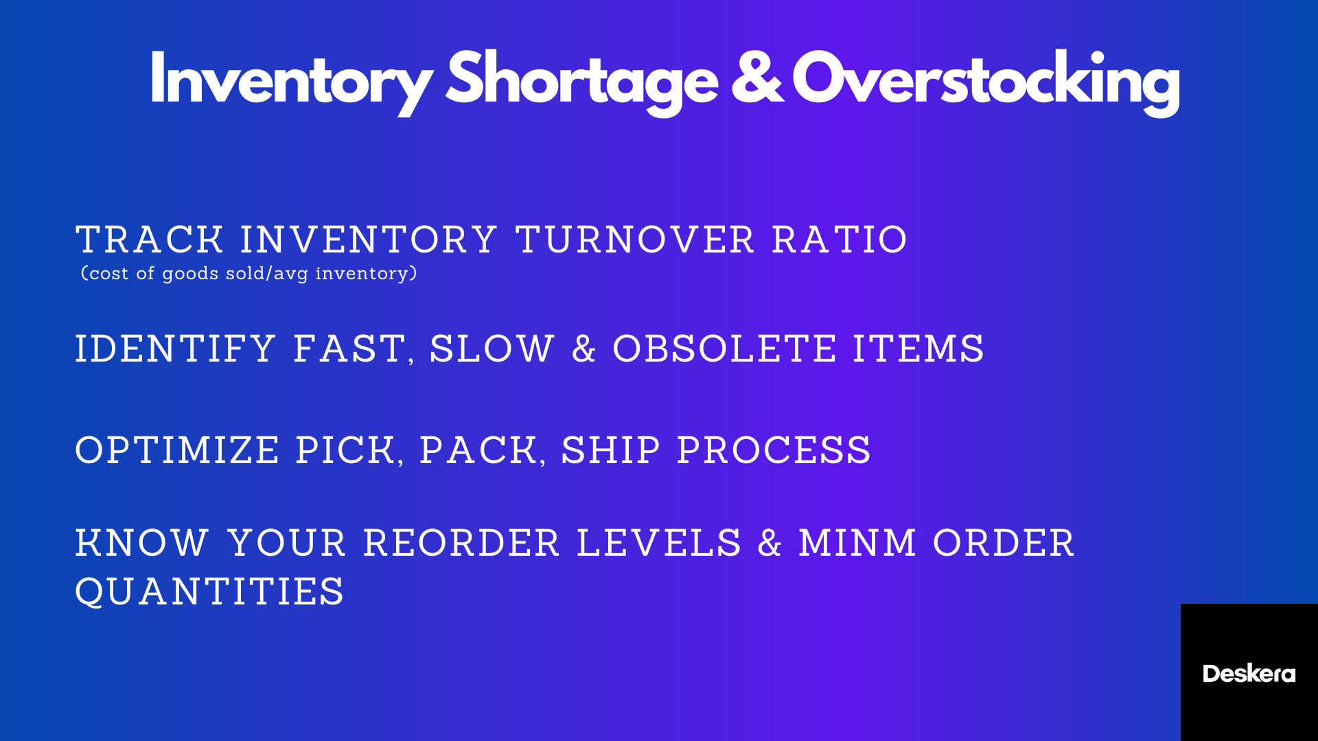 Inventory Shortage and Overstocking are two main problems which affect wholesale businesses