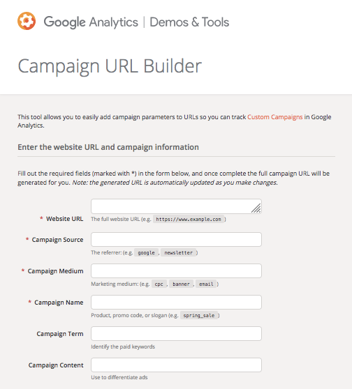 Google Analytics UTM Builder