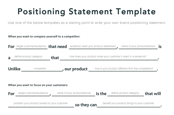 Brand Positioning Statement Template