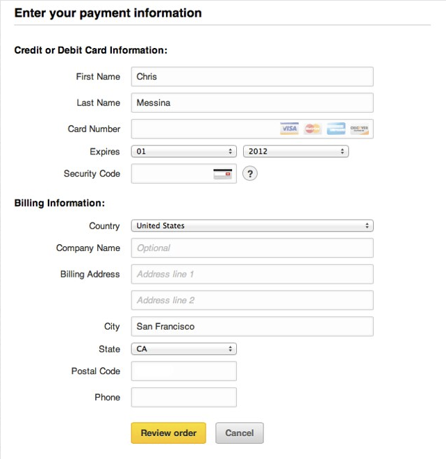 Billing address