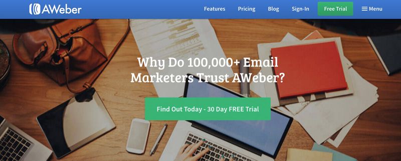 AWeber Free Trial CTA Example