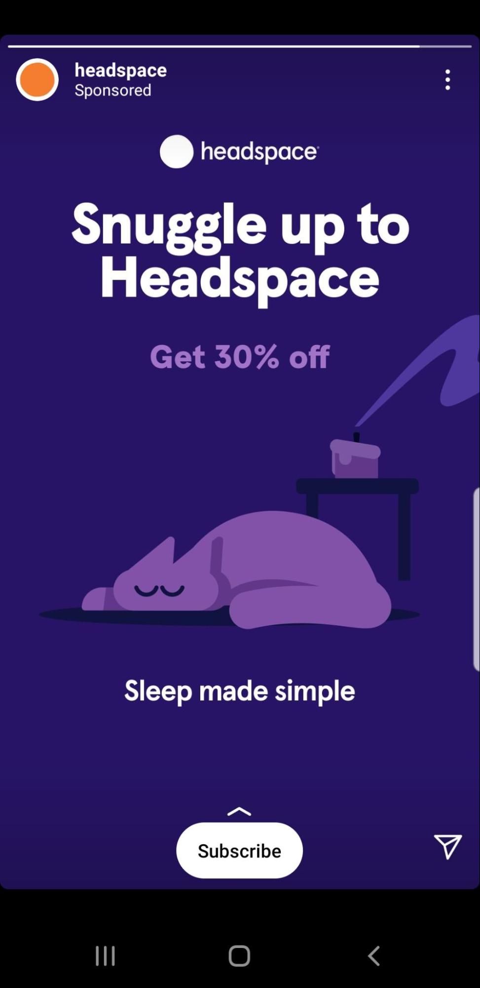 Headspace Instagram Ad CTA Example