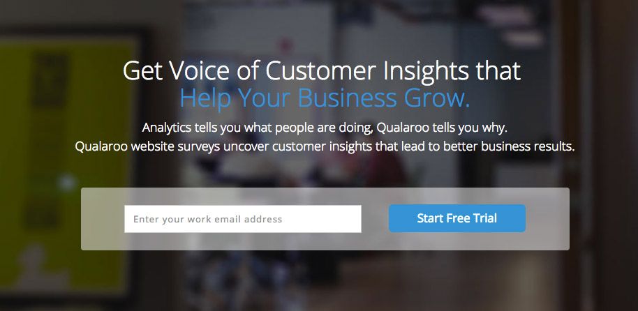 Qualaroo Free Trial CTA Example