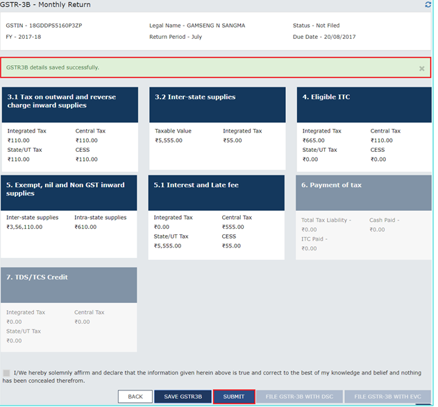 Save to File GSTR-3B Form