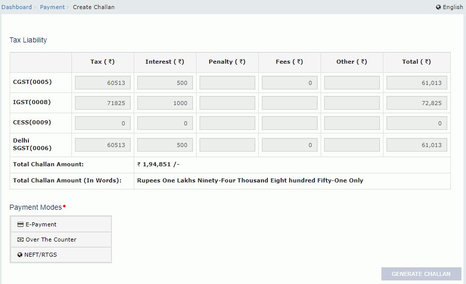 Challan payment modes to file GSTR-3B