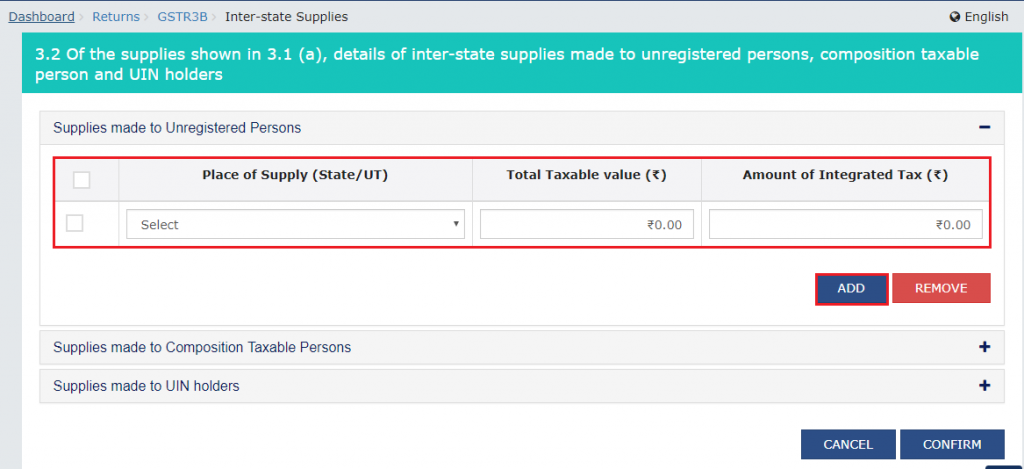 Inter-State Supplies in Form GSTR-3B