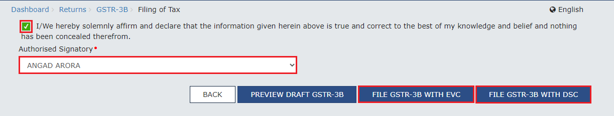 Authorized Signatory to File GSTR-3B