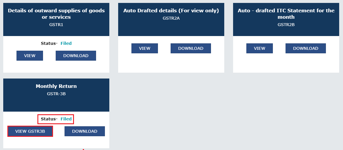 Viewing filed GSTR-3B