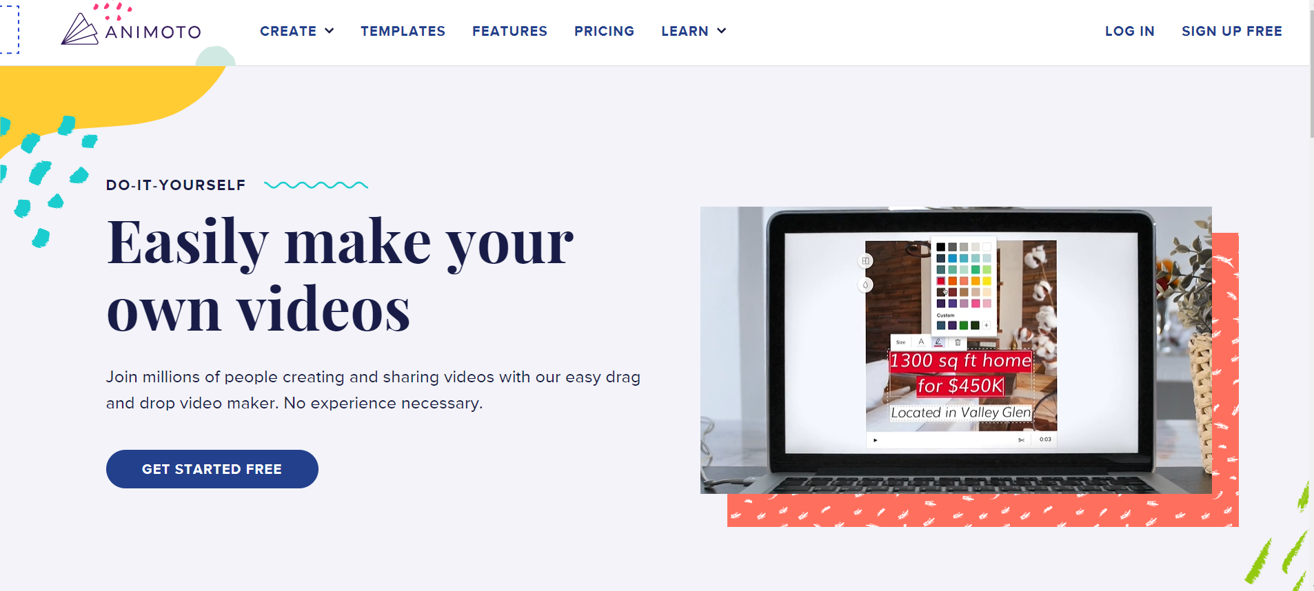 Click-Through Landing Page Example 4: Animoto