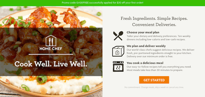 Click-Through Landing Page Example 10: Home Chef