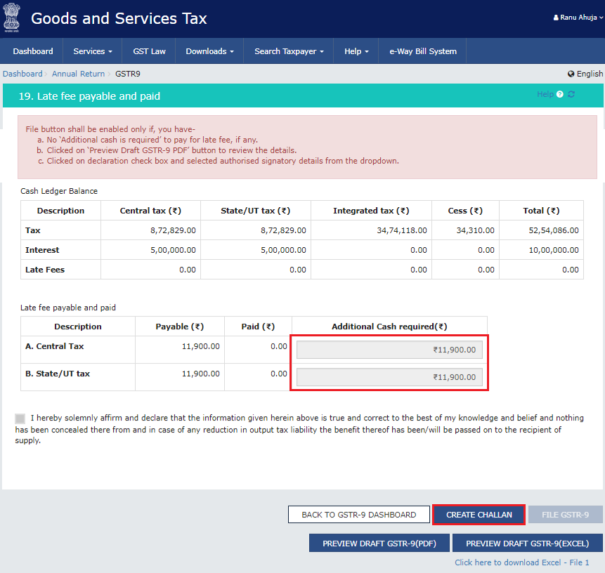 If Available Cash Balance in Electronic Cash Ledger is Less Than the Amount Required to Offset the Liabilities of GSTR-9