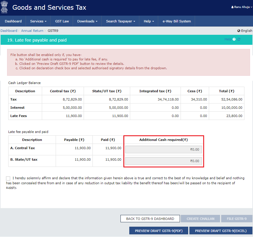 If Available Cash Balance in Electronic Cash Ledger is More Than the Amount Required to Offset the Liabilities of GSTR-9