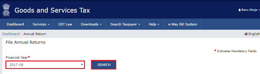 File annual returns page to file GSTR-9