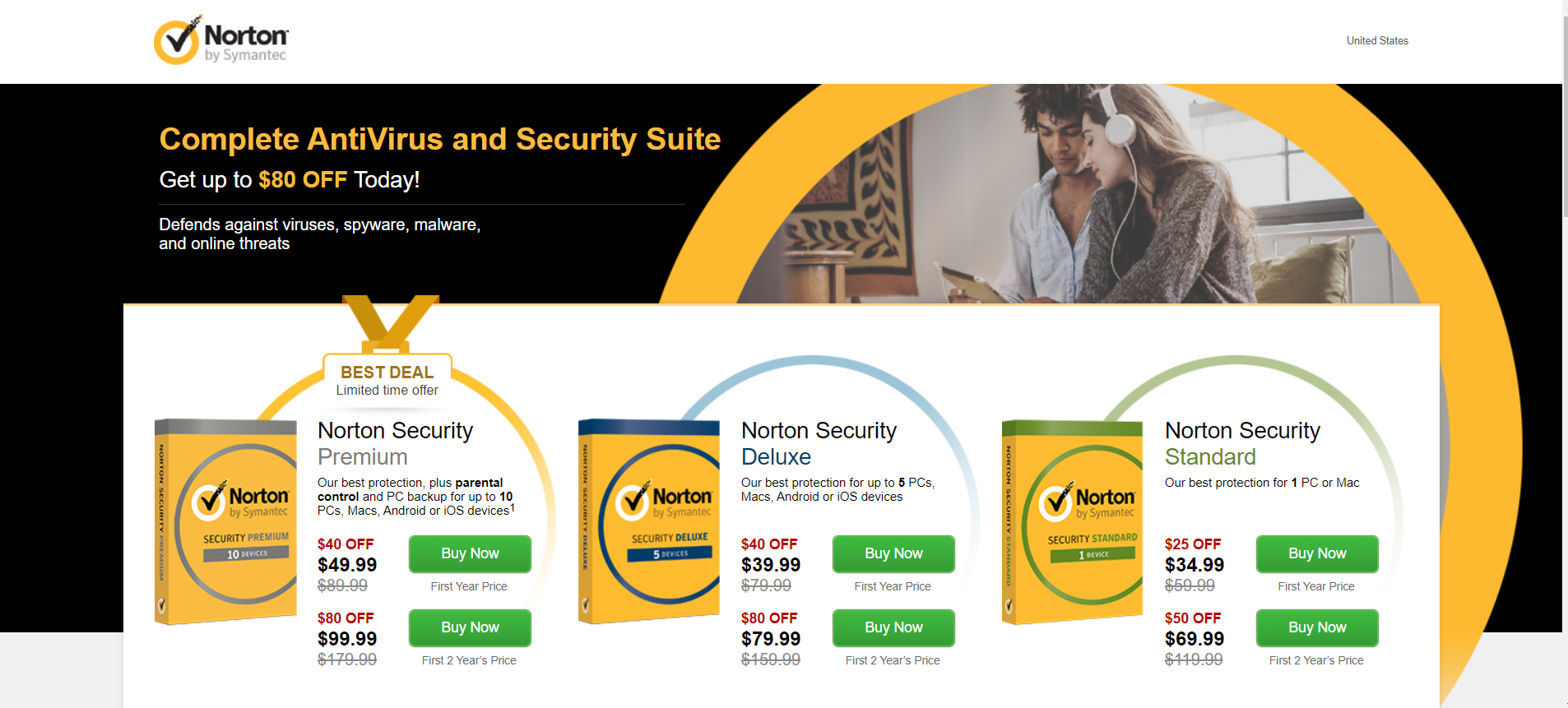 Click-Through Landing Page Example 8: Norton Antivirus