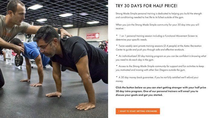 Click-Through Landing Page Example 11: Strong Made Simple