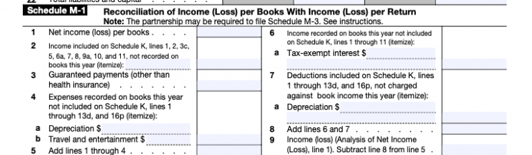 Step 8: Complete Schedule M-1 on Page 5 of IRS Form 1065