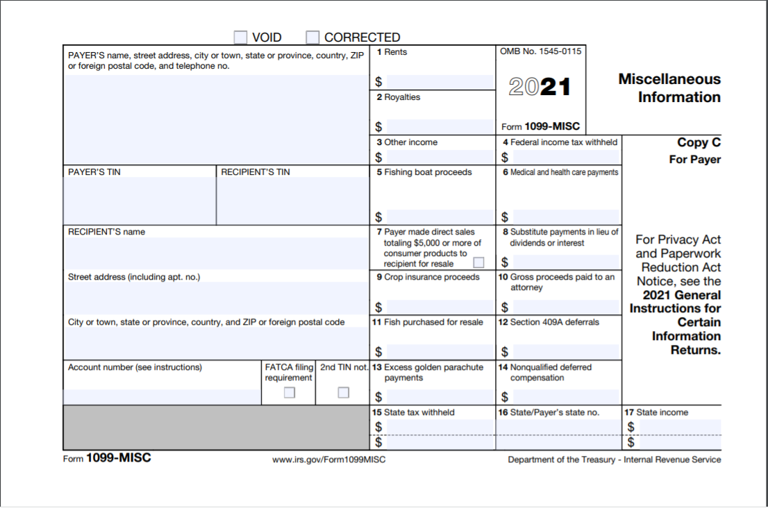Form 1099 MISC income copy c