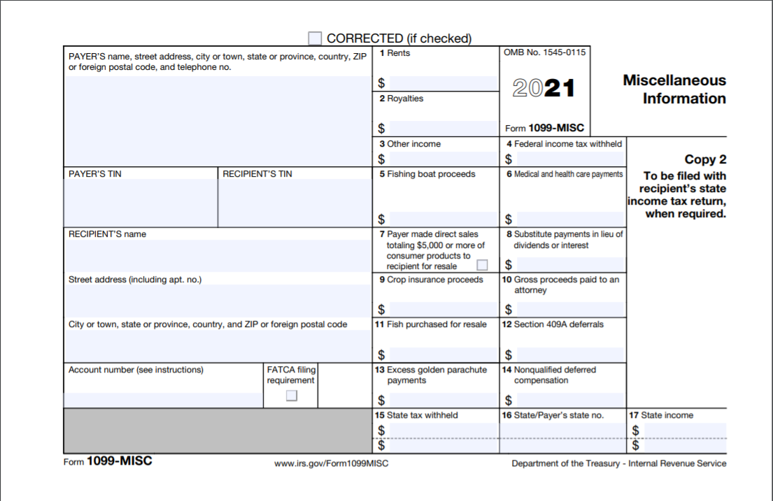 Form 1099 MISC income Copy 2