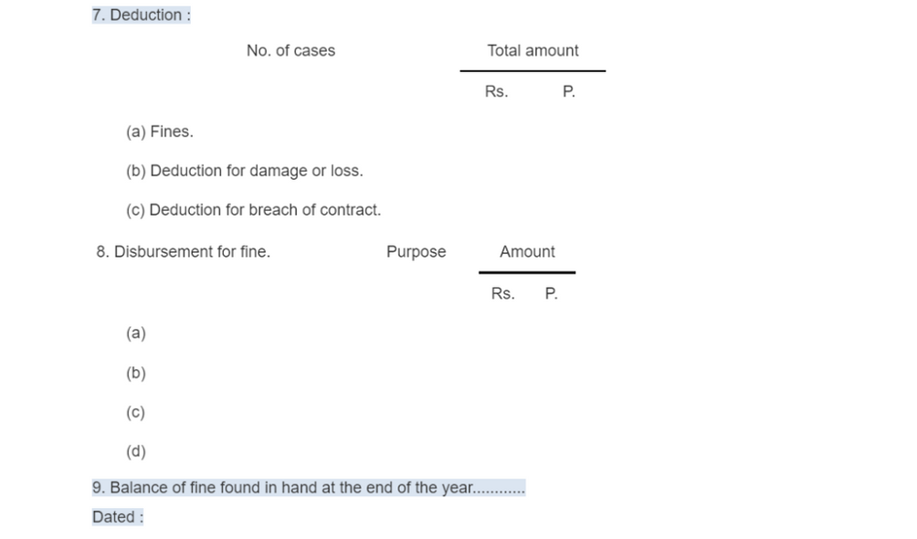 Rajasthan Minimum Wages Rules Form 3