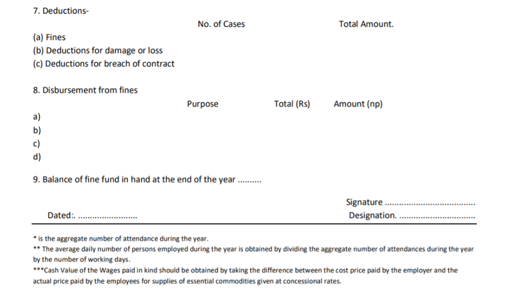 Karnataka Minimum Wages Rules Form 3