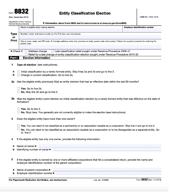 Format of Form 8832