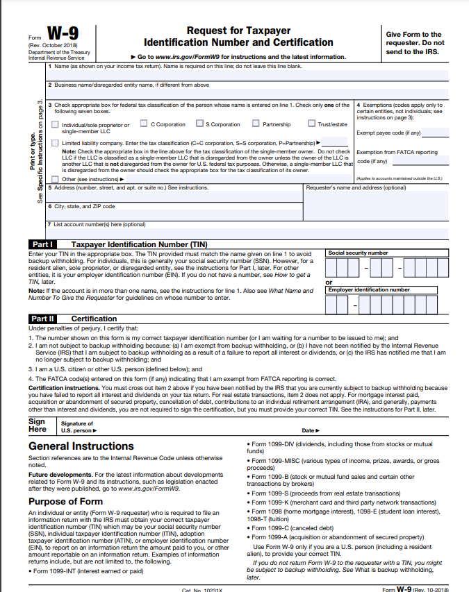 Payroll Form W-9