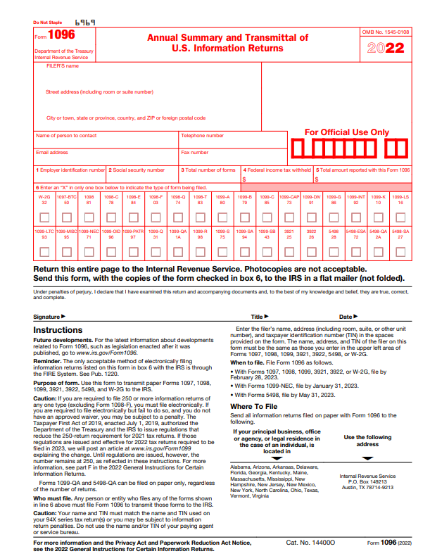 Payroll Form 1096