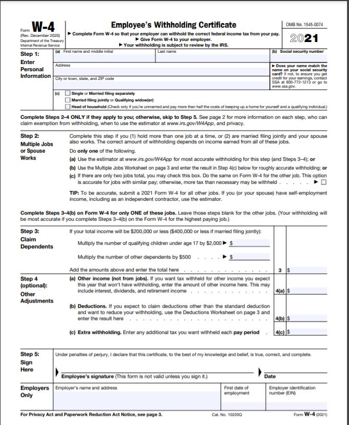 Payroll Form W-4