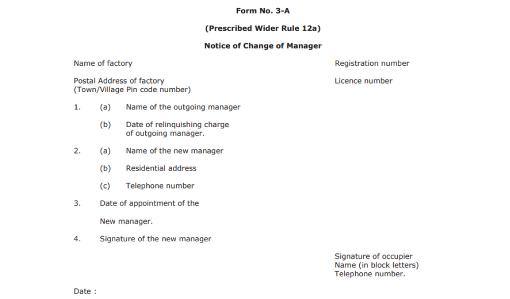 Gujarat factories rules form 3-A