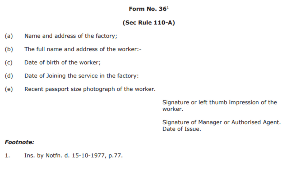 Gujarat factories rules form 36