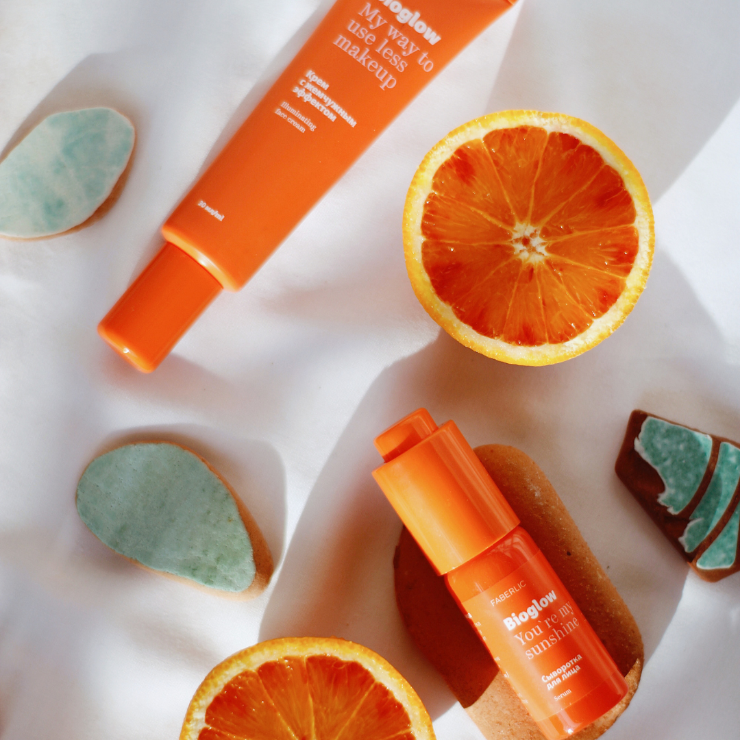 orange slices and bioglow cream