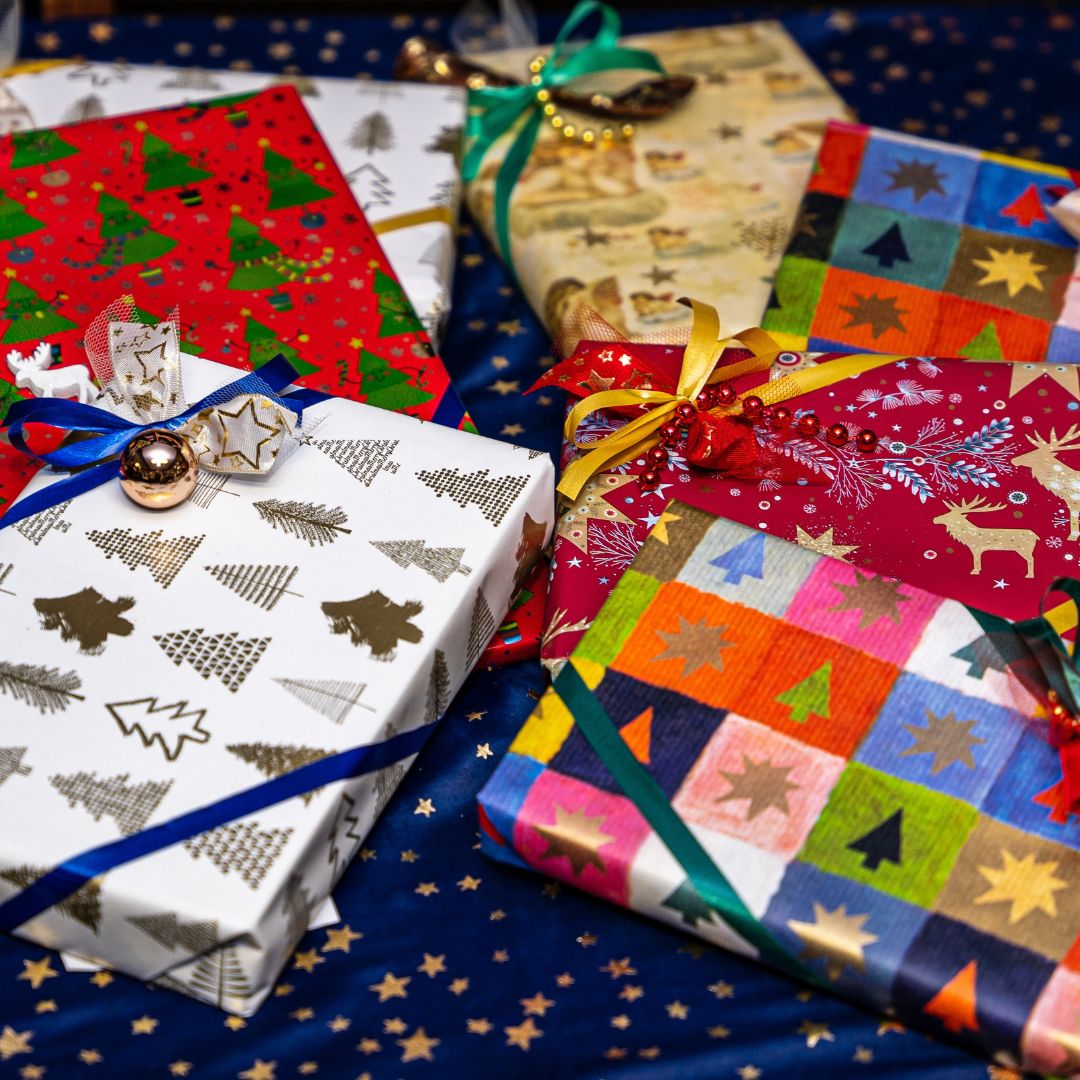 gift-wrapped boxes