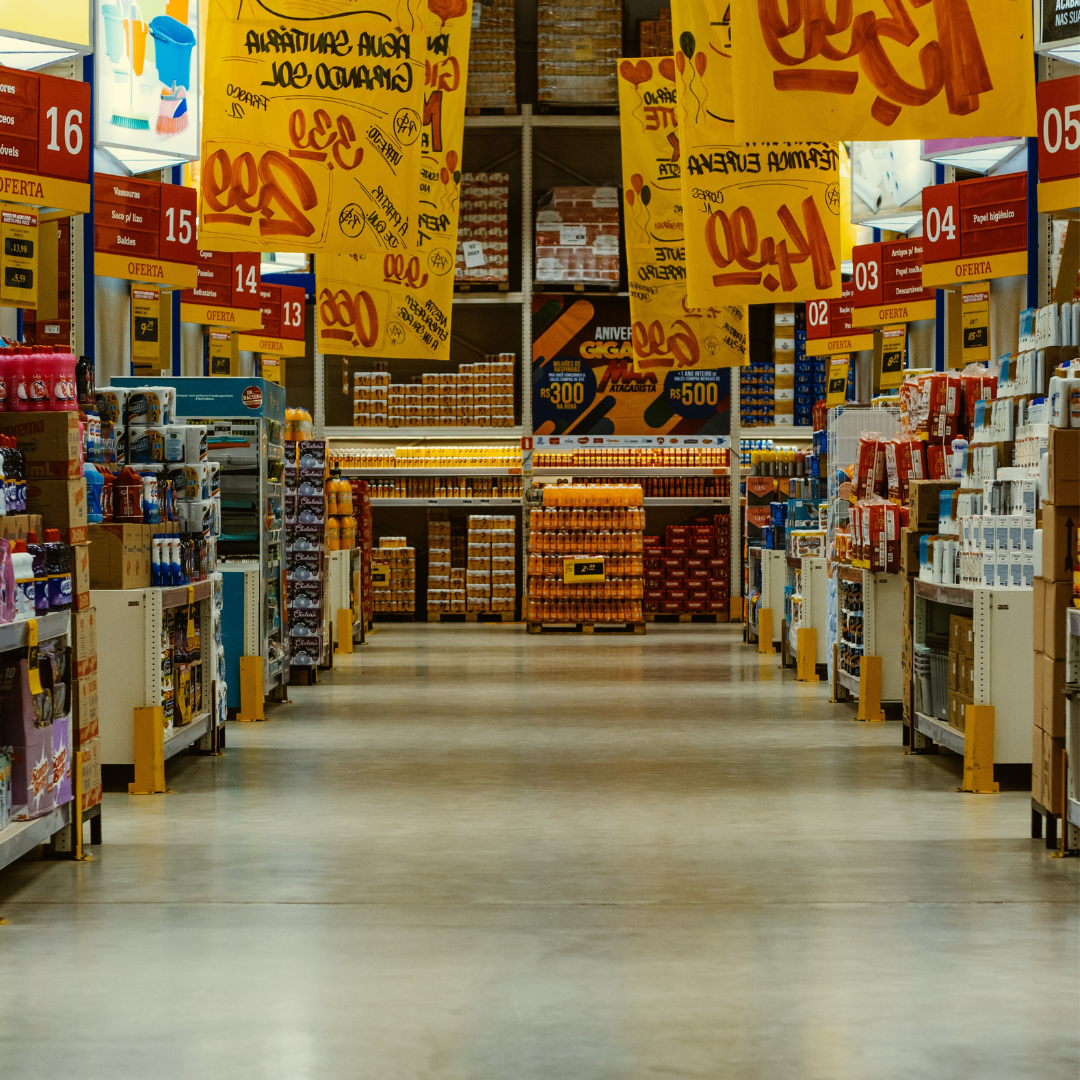 goods and products in a supermarket