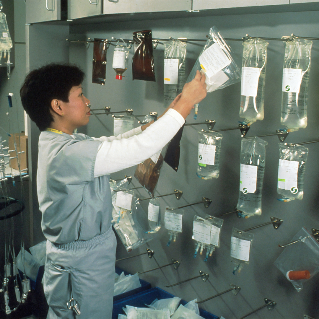 woman checking medical products