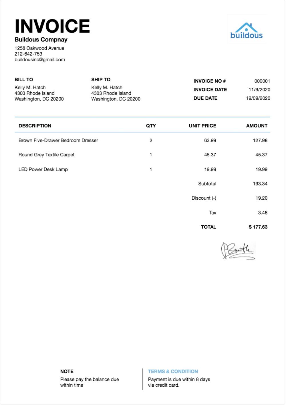 how to make a simple invoice on word