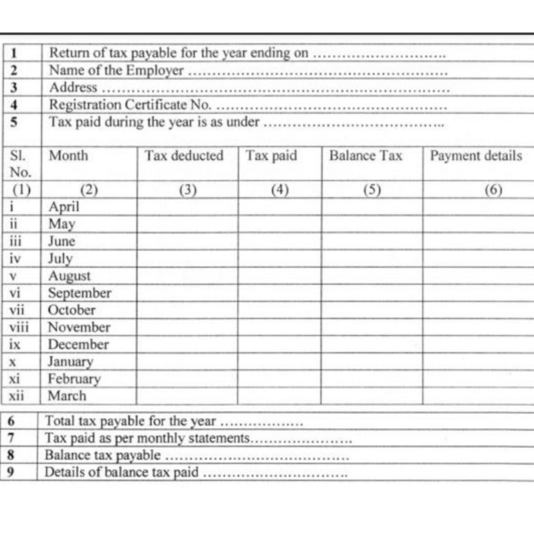 Karnataka Form 5 For Annual Profession Tax Return karnataka-form-5-for-annual-profession-tax-return