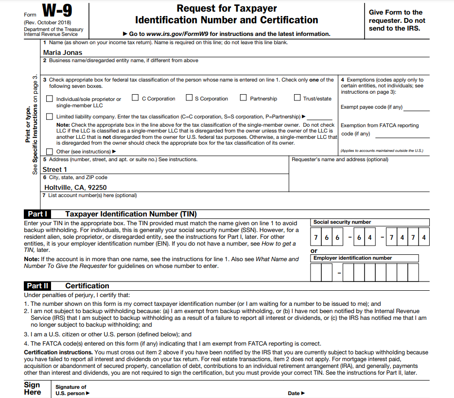 Test 1 form 9. IRS form w 9 2022. Tax form w-9. W9 form example. W9 taxpayer example.